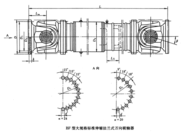 BF型大規(guī)格標準法蘭式萬向聯(lián)軸器(JB/T5513-91)