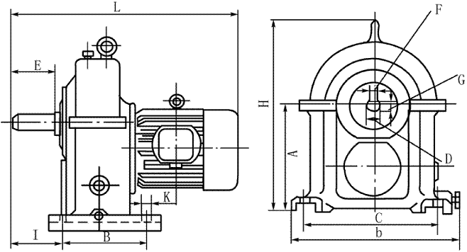 YTC501……齒輪減速三相異步電動(dòng)機(jī)外形及安裝尺寸