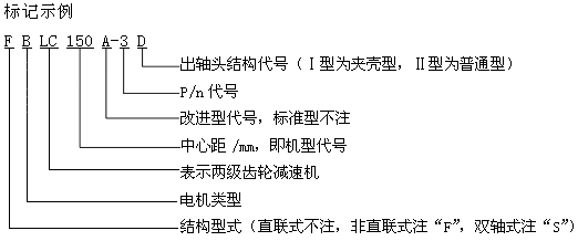 LC型立式兩級(jí)硬齒面圓柱齒輪減速器型號(hào)說明(HG5-746-78)