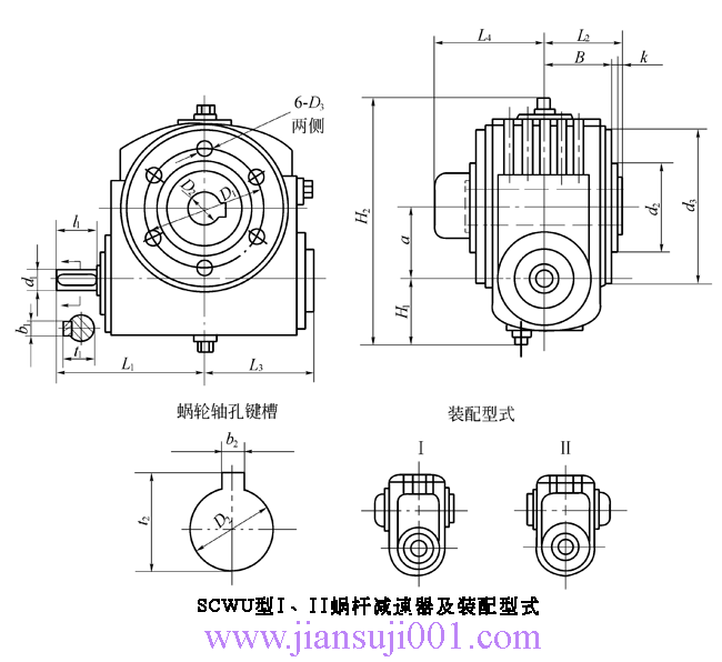 SCW軸裝式圓弧圓柱蝸桿減速機(jī)（JB-T6387-1992）