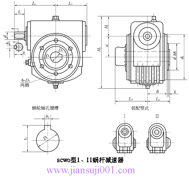 SCW軸裝式圓弧圓柱蝸桿減速機(jī)（JB-T6387-1992）