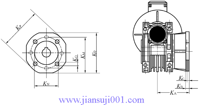 MBN-RVC、MB-RVC無(wú)級(jí)變速器配蝸輪減速器外形及安裝尺寸