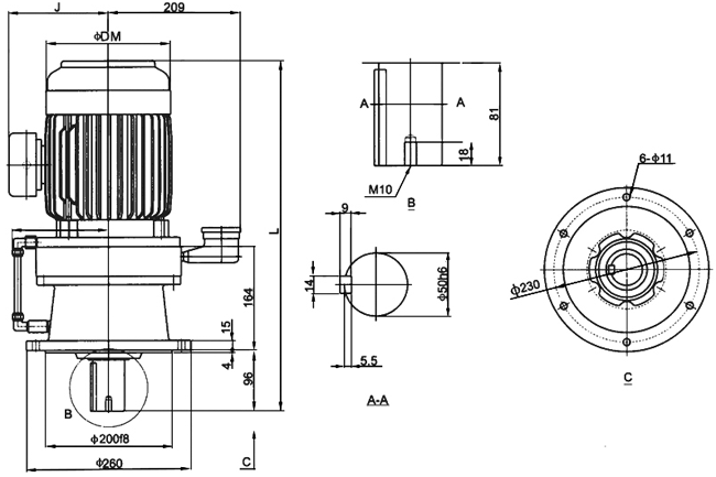 TVM-815擺線針輪減速機(jī)外形及安裝尺寸